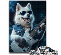 Puzzles pour Adolescents 1000 pièces Samoyède Jouant de la Guitare Design Dynamique et Unique Expérience de Puzzle relaxante et stimulante 50x75cm