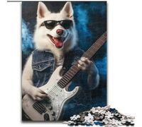Puzzles pour Adolescents 1000 pièces Samoyède Jouant de la Guitare, pour Les 14 Ans et Plus Chaque pièce est Unique - Jeu Amusant et Stimulant pour Toute la Famille Bon Cadeau (Taille 26x38cm)
