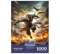 Puzzles pour Adolescents 1000 Pièces Samurai Tiger Armor Wall Scroll Puzzle pour Adultes Jeux Relaxants Une Œuvre d'art Cadeaux De Noël Et d'anniversaire 52x38cm/1000pcs