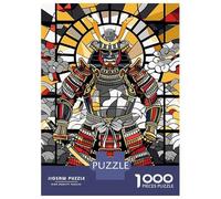 Puzzles pour Adolescents 1000 Pièces Samurai Warrior in Stained Glass Style Puzzle Jeu Familial Décoration Parfaite Cadeaux Uniques pour Anniversaire Et Noël 52x38cm/1000pcs