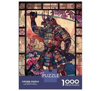 Puzzles pour Adolescents 1000 Pièces Samurai Warrior with Cherry Blossoms Puzzle pour Adultes Jouets Anti-Stress Difficile Offre Spéciale comme Cadeaux pour Toute La Famille 52x38cm/1000pcs
