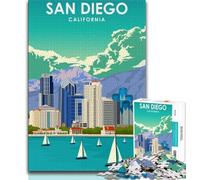 Puzzles pour Adolescents 1000 pièces San Diego, Californie, imprimés, pour stimuler Le Cerveau, Jouets addictifs pour cultiver la Patience et améliorer la mémoire (38x26cm)