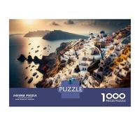 Puzzles pour Adolescents 1000 Pièces Santorini Island Greece Puzzles pour Adultes - Décoration Murale - Jeu D'analyse Et De Logique - Cadeau Stimulant 52x38cm/1000pcs