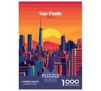 Puzzles pour Adolescents 1000 Pièces Sao Paulo Skyline Sunset Puzzle pour Adolescents Course De Vitesse Manuelle Difficile Et Stimulant Jeu Amusant Et Stimulant pour Toute La Famille 70x50cm/1000pcs