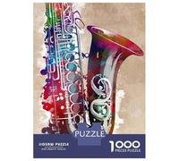 Puzzles pour Adolescents 1000 Pièces Saxophone Music Art Puzzle pour Adolescents Améliore La Mémoire Difficile À Compléter Jeu Stimulant Jouets 38x26cm/1000pcs