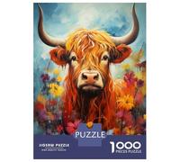 Puzzles pour Adolescents 1000 Pièces Scottish Highland Cow Puzzles pour Adultes Puzzle pour S'amuser en Famille Stimule Le Cerveau pour Les Jeux 52x38cm/1000pcs