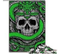Puzzles pour Adolescents 1000 pièces Serpent Vert et crâne, Jeu Familial Anti-Stress, défi Difficile, Une œuvre d'art pour Les 14 Ans et Plus (Taille 26x38cm)