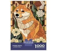 Puzzles pour Adolescents 1000 Pièces Shiba Inu in A Floral Setting Puzzles pour Adultes Assemblage De Modèles De Puzzles Stimulants Amusant en Famille Et Soirée Jeux 38x26cm/1000pcs