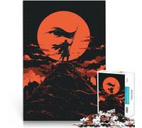 Puzzles pour Adolescents 1000 pièces Silhouette d'un Chevalier sur Une Montagne Casse-tête Cadeaux d'anniversaire 52x38cm