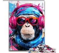 Puzzles pour Adolescents 1000 pièces Singe avec Casque Audio, Aide Le Cerveau à exercer des Jouets addictifs pour cultiver la Patience et améliorer la mémoire (Taille 26x38cm)