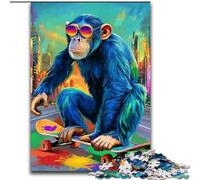 Puzzles pour Adolescents, 1000 pièces, Skateboard Singe, Jeu Stimulant, décoration Murale, Cadeaux d'anniversaire et de Noël Uniques (Taille 50x75cm)