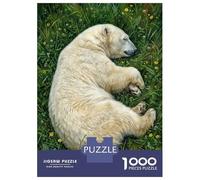 Puzzles pour Adolescents 1000 Pièces Sleeping Polar Bear in Meadow Puzzle Adulte Jeu Familial D'assemblage De Motifs Activités Amusantes À La Maison, 70x50cm/1000pcs