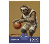 Puzzles pour Adolescents 1000 Pièces Sloth Playing Basketball Puzzle pour Adolescents Course De Vitesse Manuelle Difficile Et Stimulant Jeu Amusant Et Stimulant pour Toute La Famille 70x50cm/1000pcs
