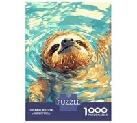 Puzzles pour Adolescents 1000 Pièces Sloth Swimming in Blue Water Puzzles pour Adolescents - Défi Difficile - Entraînez Votre Cerveau Et Vos Mains - Casse-tête - Jeux en Famille 52x38cm/1000pcs