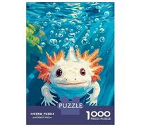 Puzzles Pour Adolescents 1000 Pièces Smiling Axolotl in Blue Water Puzzle Pour Adolescents - Idéal Pour Passer Le Temps À La Maison, Pour Un Anniversaire, Noël, Des Jeux En Famille Et Des Soirées Jeux