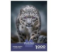 Puzzles pour Adolescents 1000 Pièces Snow Leopard with Pink Eyes Puzzle Jeux Relaxants Décoration Parfaite Cadeaux Uniques d'anniversaire Et De Noël 52x38cm/1000pcs