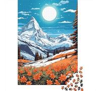 Puzzles pour Adolescents 1000 Pièces Snowy Mountain Night Scene Puzzles pour Adultes Puzzle pour S'amuser en Famille Stimule Le Cerveau pour Les Jeux 70x50cm/1000pcs