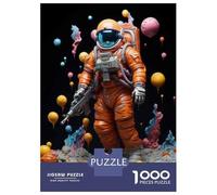 Puzzles pour Adolescents 1000 Pièces Space Astronaut Figurine with Gun Puzzle pour Adultes Jeux Relaxants Vacances À La Maison Passer Le Temps Difficile À Compléter 70x50cm/1000pcs
