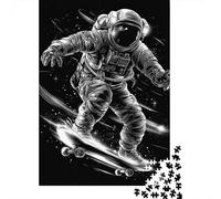 Puzzles pour Adolescents 1000 Pièces Space Skateboarding Art Print Puzzle pour Adultes Jouets Anti-Stress Décoration Murale Cadeaux Uniques d'anniversaire Et De Noël 52x38cm/1000pcs