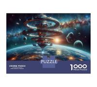 Puzzles pour Adolescents 1000 Pièces Space Station Over Earth Puzzle À Faire Soi-même, Jouet Anti-Stress, Interaction Parent-Enfant 52x38cm/1000pcs