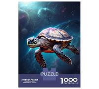 Puzzles pour Adolescents 1000 Pièces Space Turtle Sea Animal Puzzles pour Adolescents Jeux De Détente Course De Vitesse Activités Amusantes À La Maison 38x26cm/1000pcs