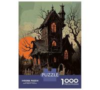 Puzzles pour Adolescents 1000 Pièces Spooky Haunted House at Sunset Puzzles pour Adolescents Jeux Relaxants Course De Vitesse Manuelle Est Idéal comme Cadeau 70x50cm/1000pcs