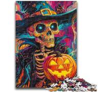 Puzzles pour Adolescents 1000 pièces Squelette d'halloween Aide Le Cerveau à exercer Jouets addictifs pour cultiver la Patience Convient aux Couples 26x38cm