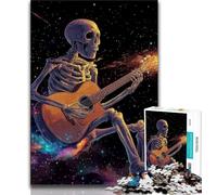 Puzzles pour Adolescents 1000 pièces Squelette Jouant de la Guitare, Jouet éducatif intellectuel décompressant pour Anniversaire, Noël 50x75cm