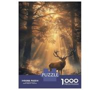 Puzzles pour Adolescents 1000 Pièces Stags Dawn Mystique Puzzles pour Adultes, Jouet, Décoration Murale, Une Œuvre d'art, Cadeaux Uniques d'anniversaire Et De Noël 70x50cm/1000pcs