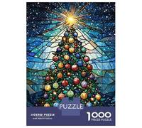 Puzzles pour Adolescents 1000 Pièces Stained Glass Christmas Tree Puzzles pour Adolescents, Jouet, Décoration Murale, Jeu De Course De Vitesse, Cadeau Stimulant 38x26cm/1000pcs