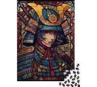 Puzzles pour Adolescents 1000 Pièces Stained Glass Samurai Art Print Puzzles pour Adultes Puzzle pour S'amuser en Famille Stimule Le Cerveau pour Les Jeux 70x50cm/1000pcs