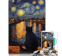 Puzzles pour Adolescents 1000 pièces Star Cat, Jeu Stimulant et Jeu Familial, Cadeau d'anniversaire, Cadeaux, décoration Murale 38x26cm
