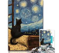 Puzzles pour Adolescents 1000 pièces Star Cat Teenager Jigsaw, Jouet éducatif, Jeux familiaux Amusants, décoration d'intérieur Unique (Taille 38x26cm)