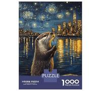 Puzzles pour Adolescents 1000 Pièces Starry Night Otter -2 Puzzles Adultes À Monter Soi-même, Jouets Amusants Et Humoristiques, Cadeaux d'anniversaire Et Cadeaux Uniques 70x50cm/1000pcs