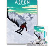 Puzzles pour Adolescents 1000 pièces Station de Ski d'Aspen, Colorado, pour Jeu éducatif, Jouet, décoration intérieure Unique et Cadeaux (38x26cm)