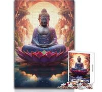 Puzzles pour Adolescents 1000 pièces Statue de Bouddha spirituelle Jeu Manuel pour Passer Le Temps à la Maison Cadeaux de Père Noël Secret (Taille 38x52cm)