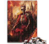 Puzzles pour Adolescents 1000 pièces Style Basquiat Roi Squelette Jeu éducatif Défi Jouet Décoration Murale Cadeaux d'anniversaire et de Noël Uniques 50x75cm