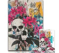 Puzzles pour Adolescents 1000 pièces, Style Basquiat, tête de Mort, Anti-Stress, pour Passer des Vacances, Tuer Le Temps, décoration d'intérieur (75x50cm)