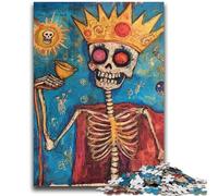 Puzzles pour Adolescents 1000 pièces Style Basquiat, tête de Mort, Couronne, Anti-Stress, Vacances à la Maison, Tuer Le Temps, avec Affiche Assortie et Feuille de Questions 50x75cm