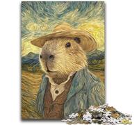 Puzzles pour Adolescents 1000 pièces, Style Night Sky, Capybara, pour Adultes, pour Tuer Le Temps en Vacances, avec Affiche et fiche de Questions-réponses (26x38cm)