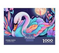 Puzzles pour Adolescents 1000 Pièces Swan in Pastel Floral Dream Puzzle pour Adultes Jeux Relaxants Décoration Intérieure Cadeaux Uniques pour Anniversaire Et Noël 52x38cm/1000pcs