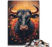Puzzles pour Adolescents 1000 pièces Taureau Fleuri pour Les 14 Ans et Plus Défi éducatif Activités Amusantes à la Maison, Cadeaux d'anniversaire, Cadeaux de Voyage 26x38cm