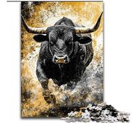 Puzzles pour Adolescents 1000 pièces Taureau Noir et Or, entraînez Votre Cerveau et Vos Mains Cadeaux d'anniversaire Uniques pour Les 14 Ans et Plus (Taille 50x75cm)
