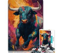 Puzzles pour Adolescents 1000 pièces Taureau Peinture à l'huile, Casse-tête, Cadeaux pour Amis et Famille à partir de 14 Ans 38x26cm