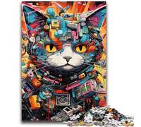 Puzzles pour Adolescents 1000 pièces Techno Cat, Puzzle Adulte, Anti-Stress, défi Difficile, décoration d'intérieur Unique et Cadeaux (75x50cm)