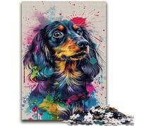 Puzzles pour Adolescents 1000 pièces Teckel Aquarelle Jeux de détente Jeu éducatif pour Anniversaire, Noël à partir de 14 Ans 50x75cm