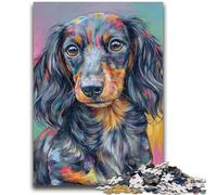 Puzzles pour Adolescents 1000 pièces Teckel Aquarelle Jouet éducatif Anti-Stress Interaction Parent-Enfant pour et 14 Ans 26x38cm