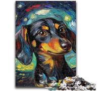 Puzzles pour Adolescents 1000 pièces Teckel Ciel Nocturne Difficile à compléter mais Amusant et Humoristique Décoration d'intérieur Unique et Cadeaux 50x75cm