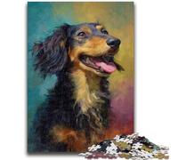 Puzzles pour Adolescents 1000 pièces Teckel Peinture à l'huile Jouets Jeux éducatifs Soulagement du Stress Convient pour la décoration de Bureau 26x38cm
