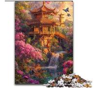 Puzzles pour Adolescents 1000 pièces Temple de Style Chinois, Anti-Stress, défi Difficile, Cadeaux du Père Noël Secret pour Les 14 Ans et Plus (Taille 50x75cm)